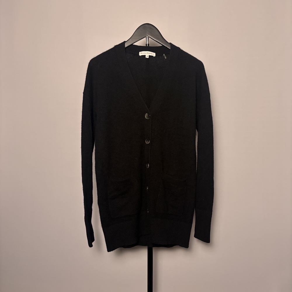 White + Warren Women's 100% Cashmere Cardigan Sweater Black Size XS